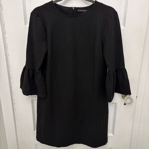 Zara Black Flutter 3/4 Sleeve Dress Black  Size M